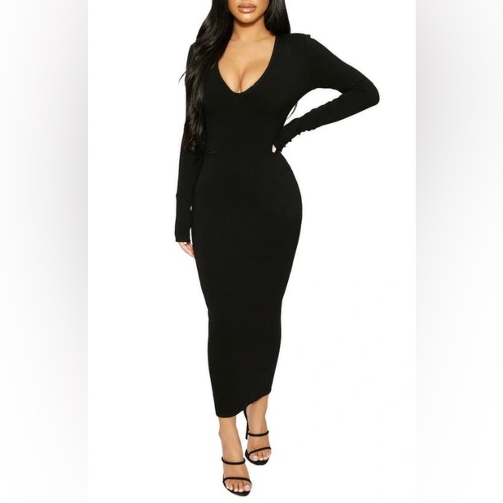 Naked Wardrobe Classic Black Long Sleeve Dress